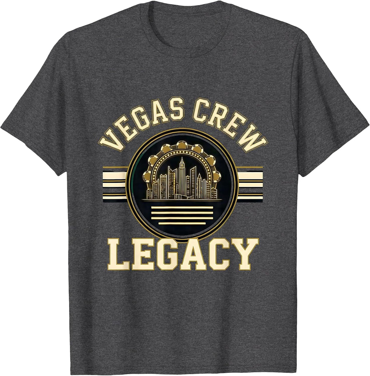 Vegas Crew Legacy Retro Las Vegas Nevada Souvenir T-Shirt - Dark Heather Grey