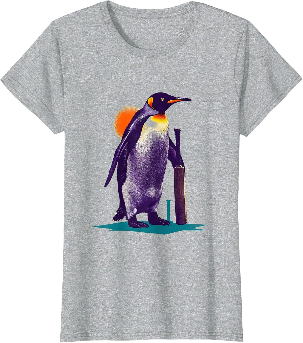 Flight Was Never An Option Penguin Cricket Bat Humor T-Shirt - Heather Grey