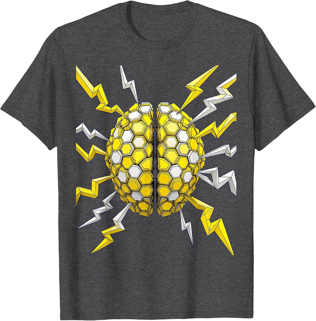 ADHD Brain Lightning Bolt Illustration T-Shirt - Dark Heather Grey