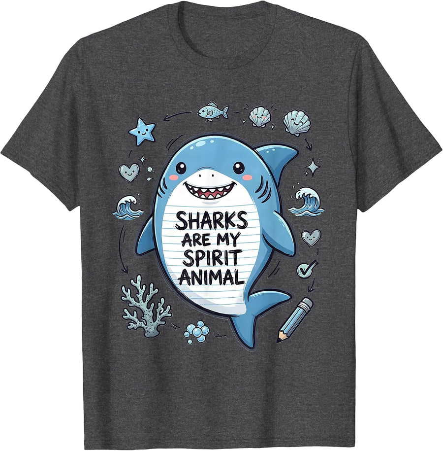 Men's Sharks Are My Spirit Animal Ocean Design T-Shirt - Dark Heather Grey