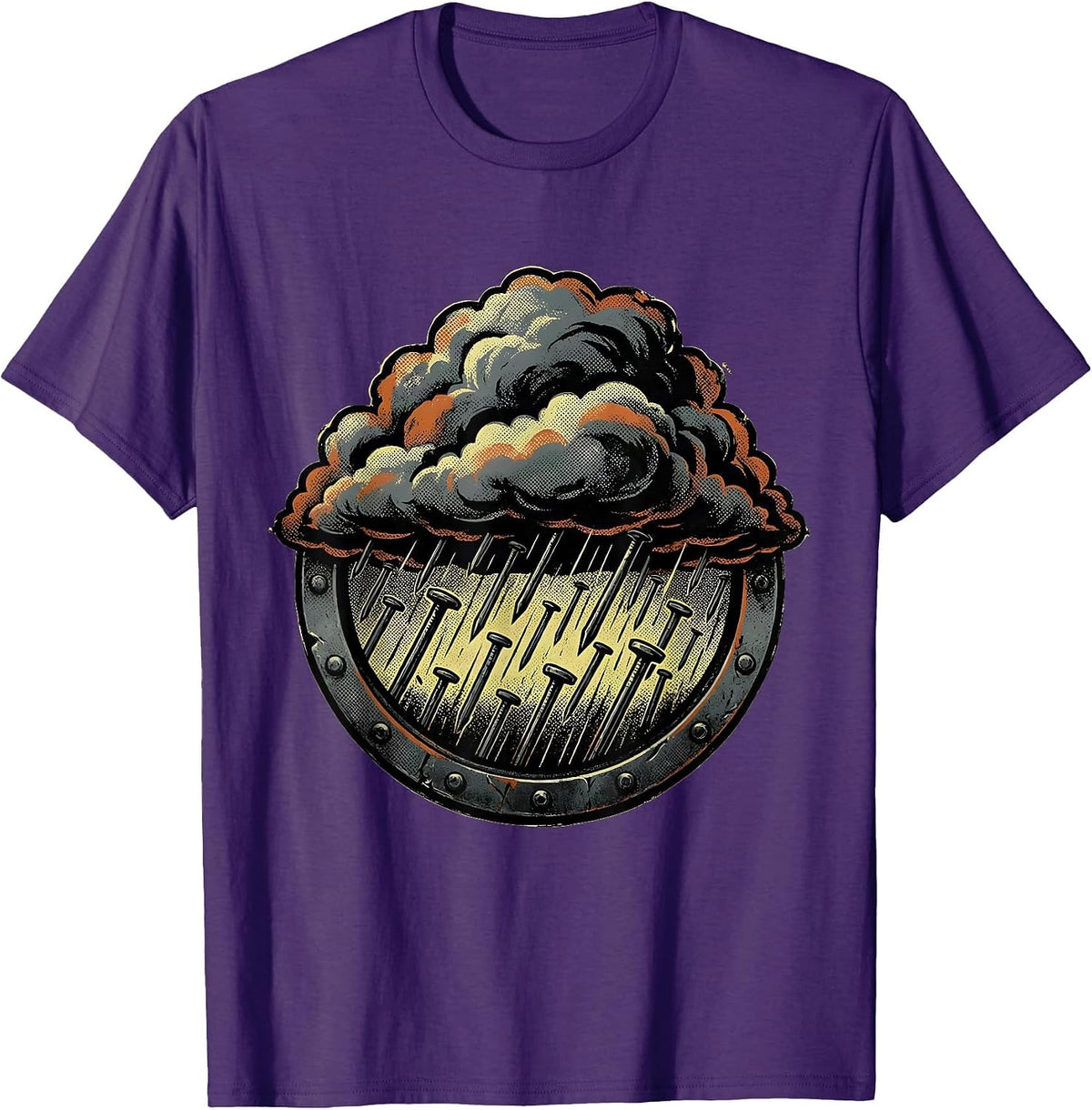Grunge Storm Cloud Raining Nails Dark Art T-Shirt - Purple