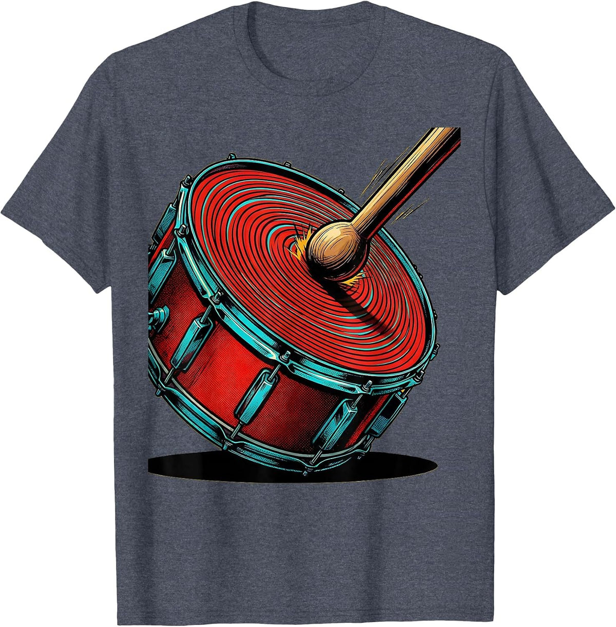 Go Team Battle Drum Strike Graphic T-Shirt - Heather Blue