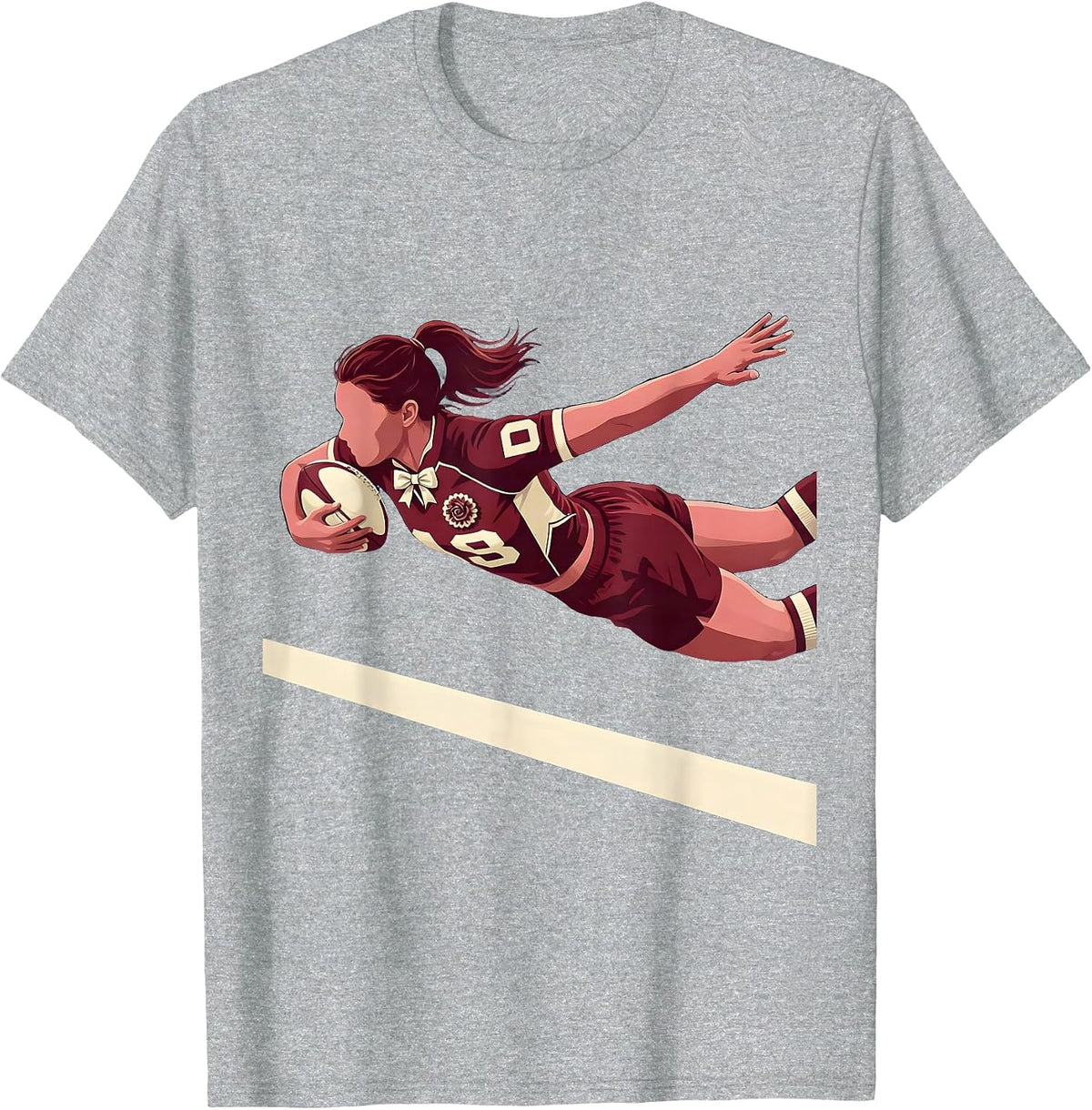 Men's Rugby Try Line Dive Graphic Tee T-Shirt - Heather Grey