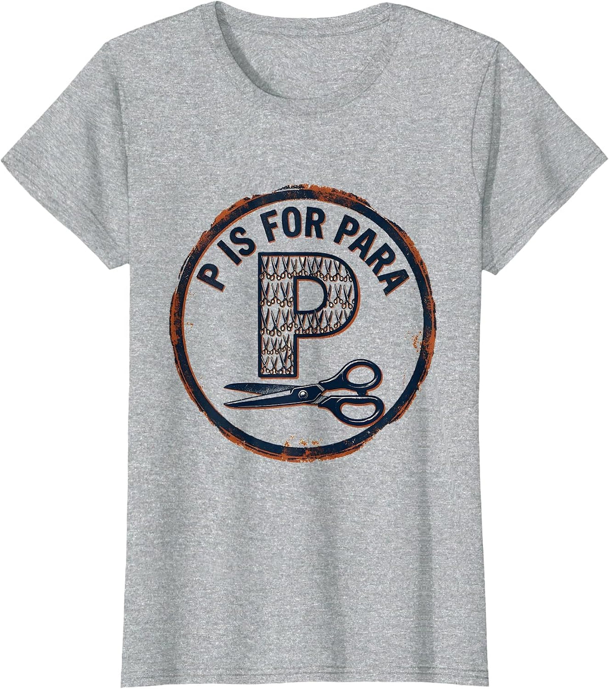 Women's P Is For Para Rubber Stamp Teacher Back To School T-Shirt - Heather Grey