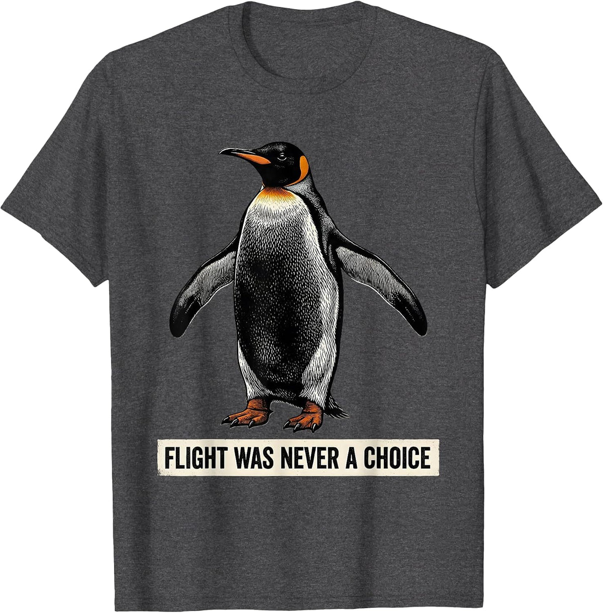 Men's Flight Was Never A Choice Funny Penguin Martial Arts Humor T-Shirt - Dark Heather Grey
