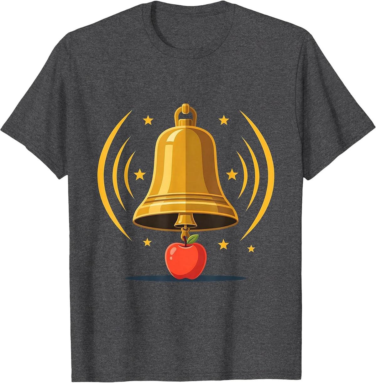 First Day of Kindergarten School Bell Ringing T-Shirt - Dark Heather Grey