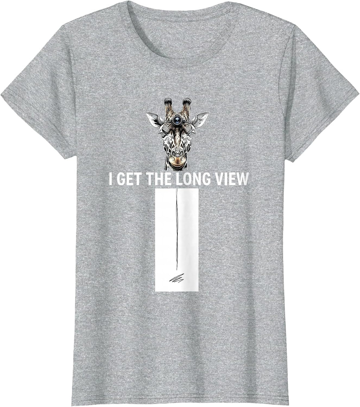 I Get The Long View Funny Giraffe Sunglasses Animal Lover T-Shirt - Heather Grey
