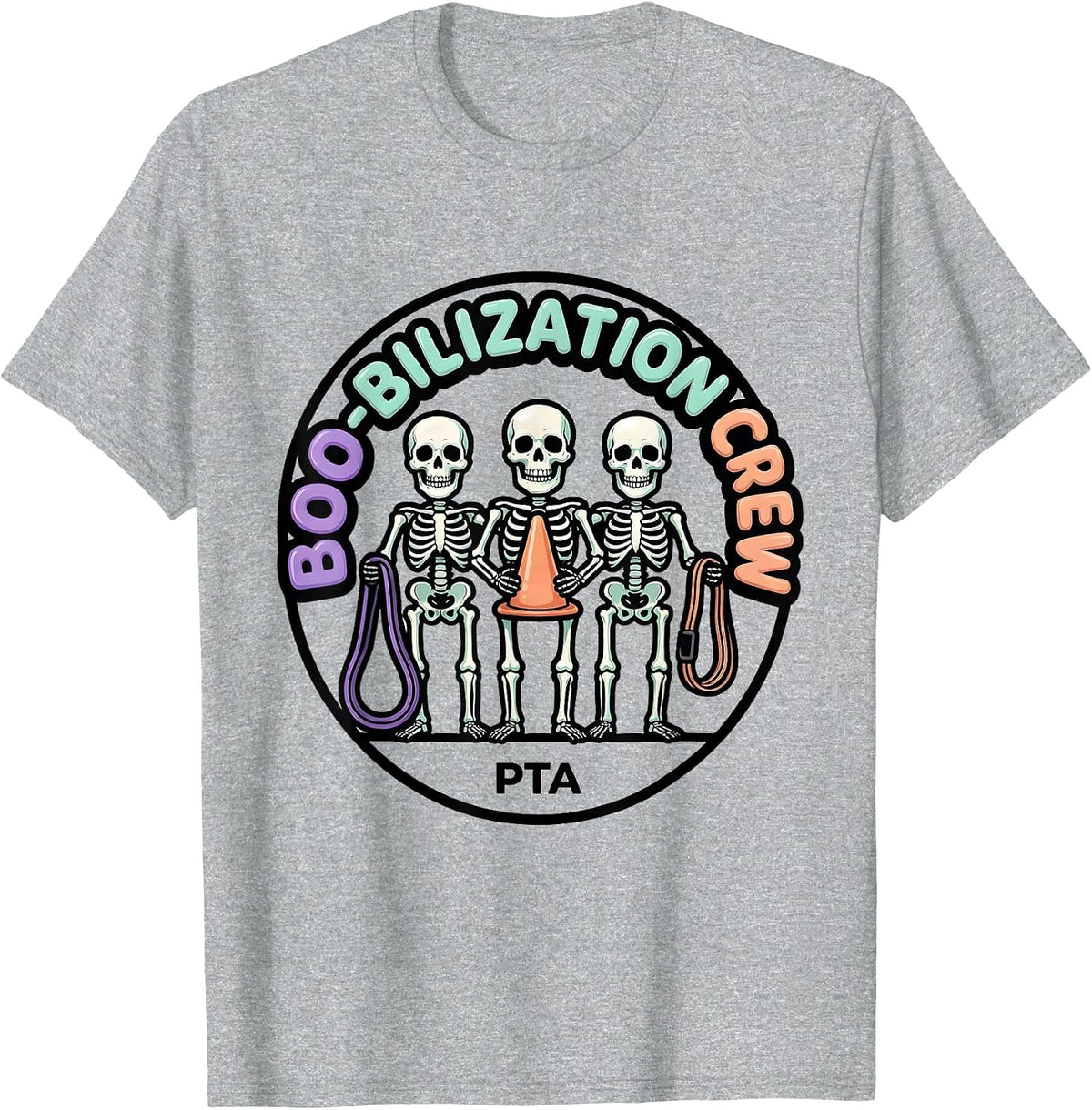 Men's Boo-bilization Crew PTA Funny Physical Therapy Halloween T-Shirt - Heather Grey