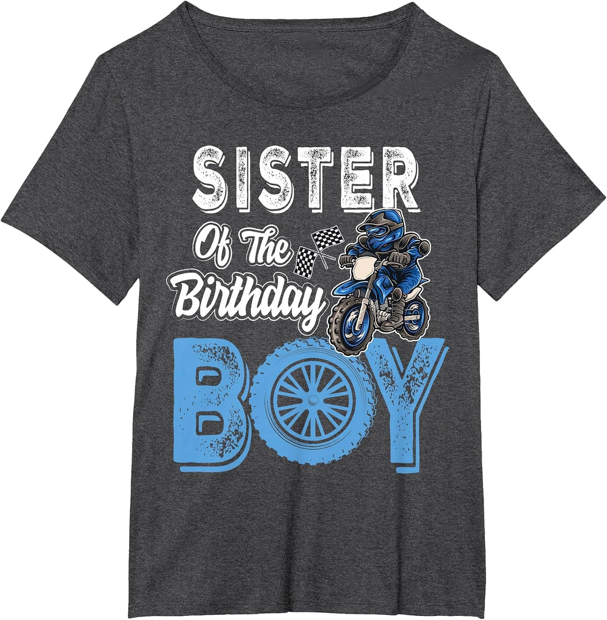 Sister of the Birthday Boy Dirt Bike B-Day Motocross Party T-Shirt - Dark Heather Grey