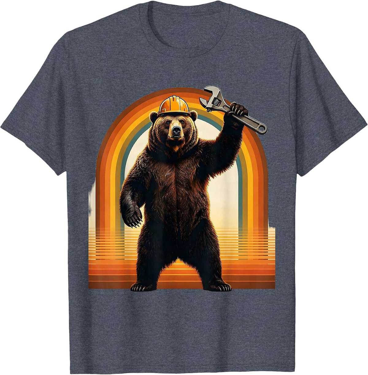 Milwaukee Bear Hardhat Wrench Graphic Tee T-Shirt - Heather Blue