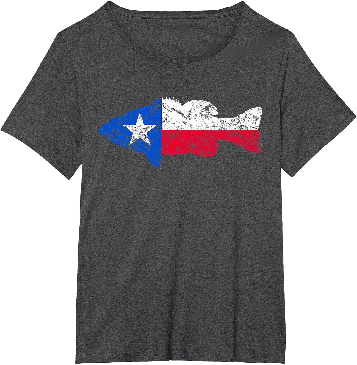 Texas Flag Smallmouth Bass Fishing T-Shirt T-Shirt - Dark Heather Grey