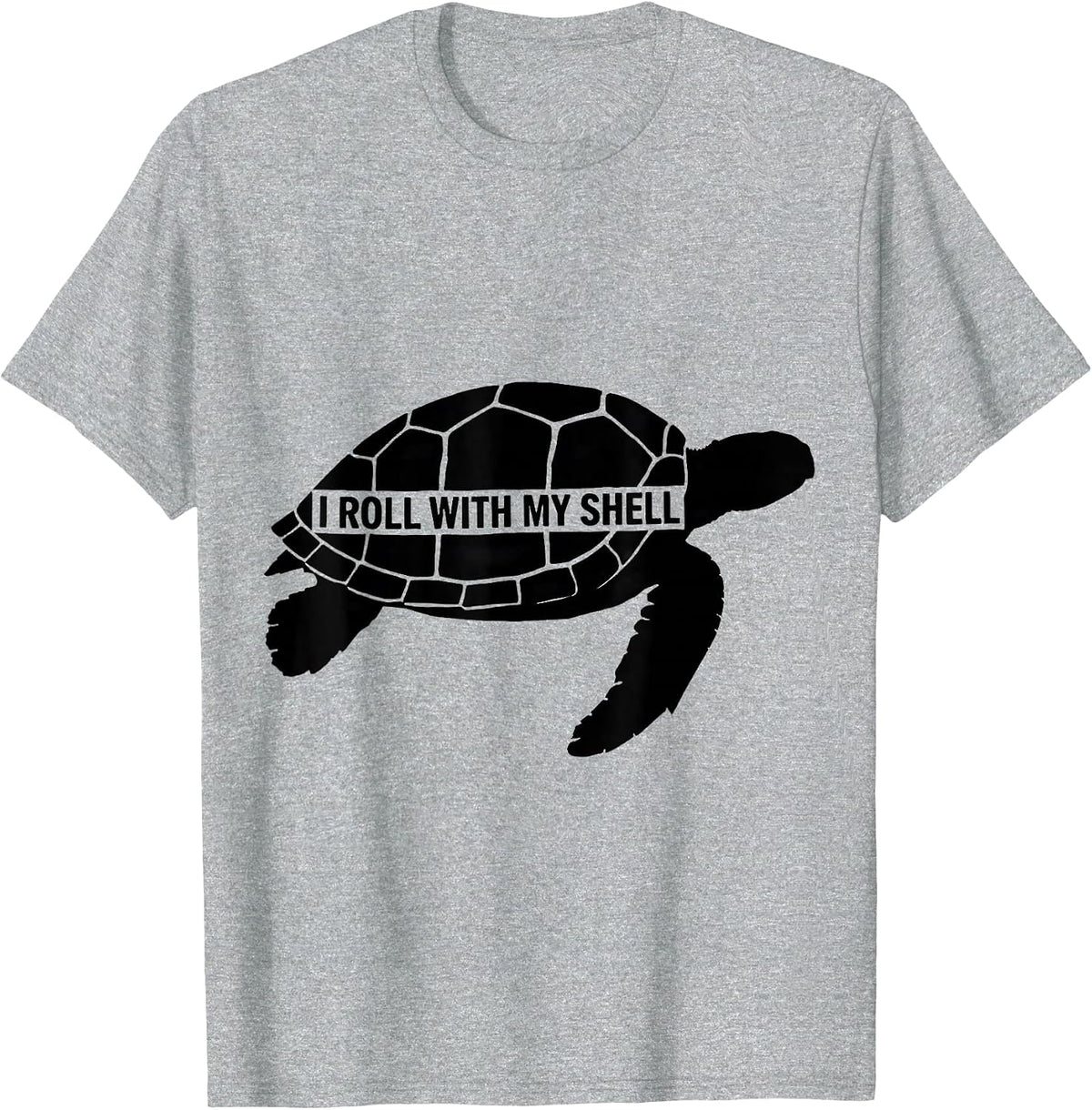 Men's I Roll With My Shell Funny Sea Turtle Lover Gift T-Shirt - Heather Grey