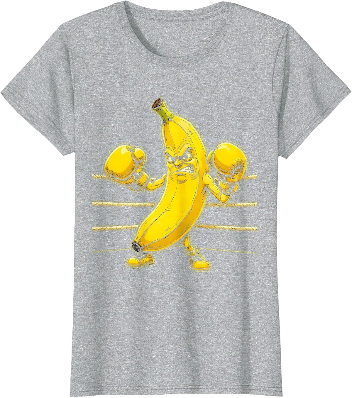 Banana Boxing Champ Funny Fruit Fighter Graphic T-Shirt - Heather Grey
