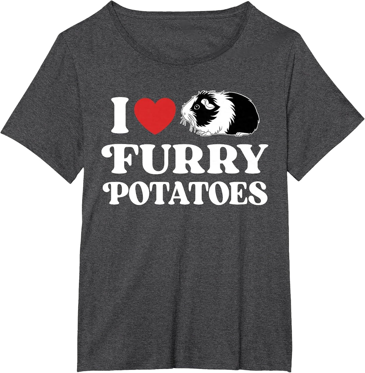 I Love Furry Potatoes Funny Guinea Pig Heart Design T-Shirt - Dark Heather Grey