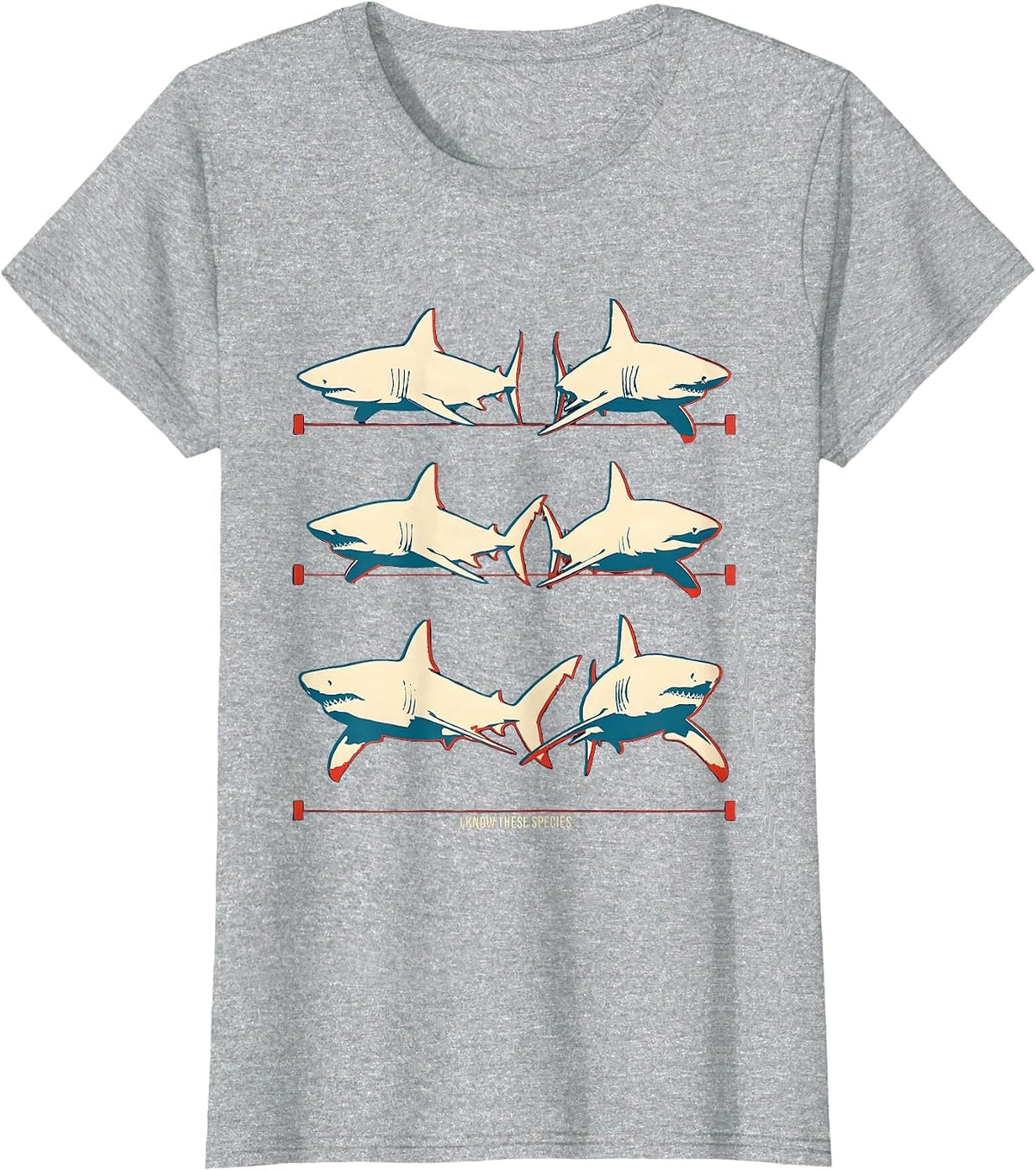 Women's I Know These Species Funny Shark Lover Marine Biology Humor T-Shirt - Heather Grey