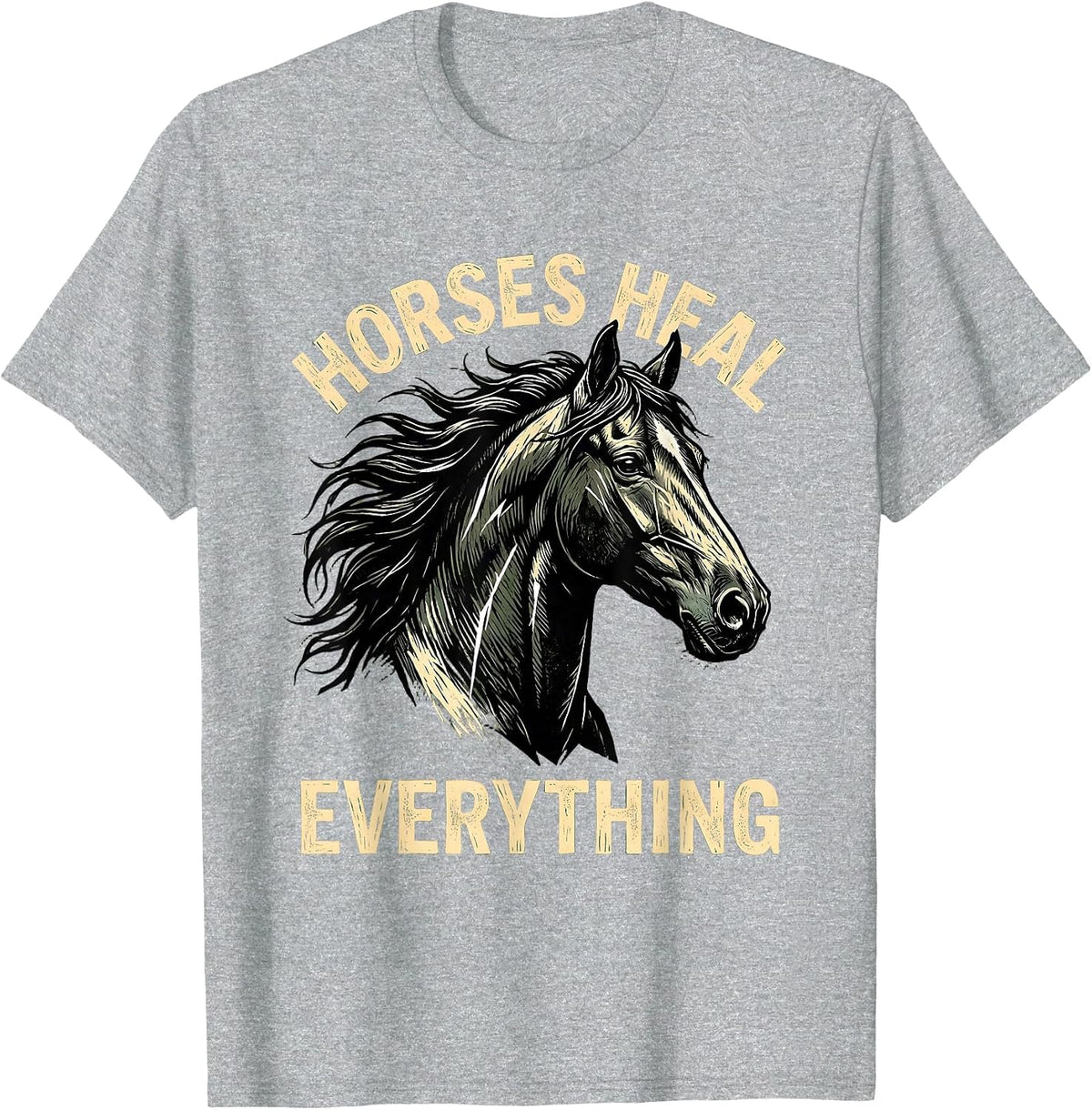 Men's Horses Heal Everything Equestrian Design T-Shirt - Heather Grey