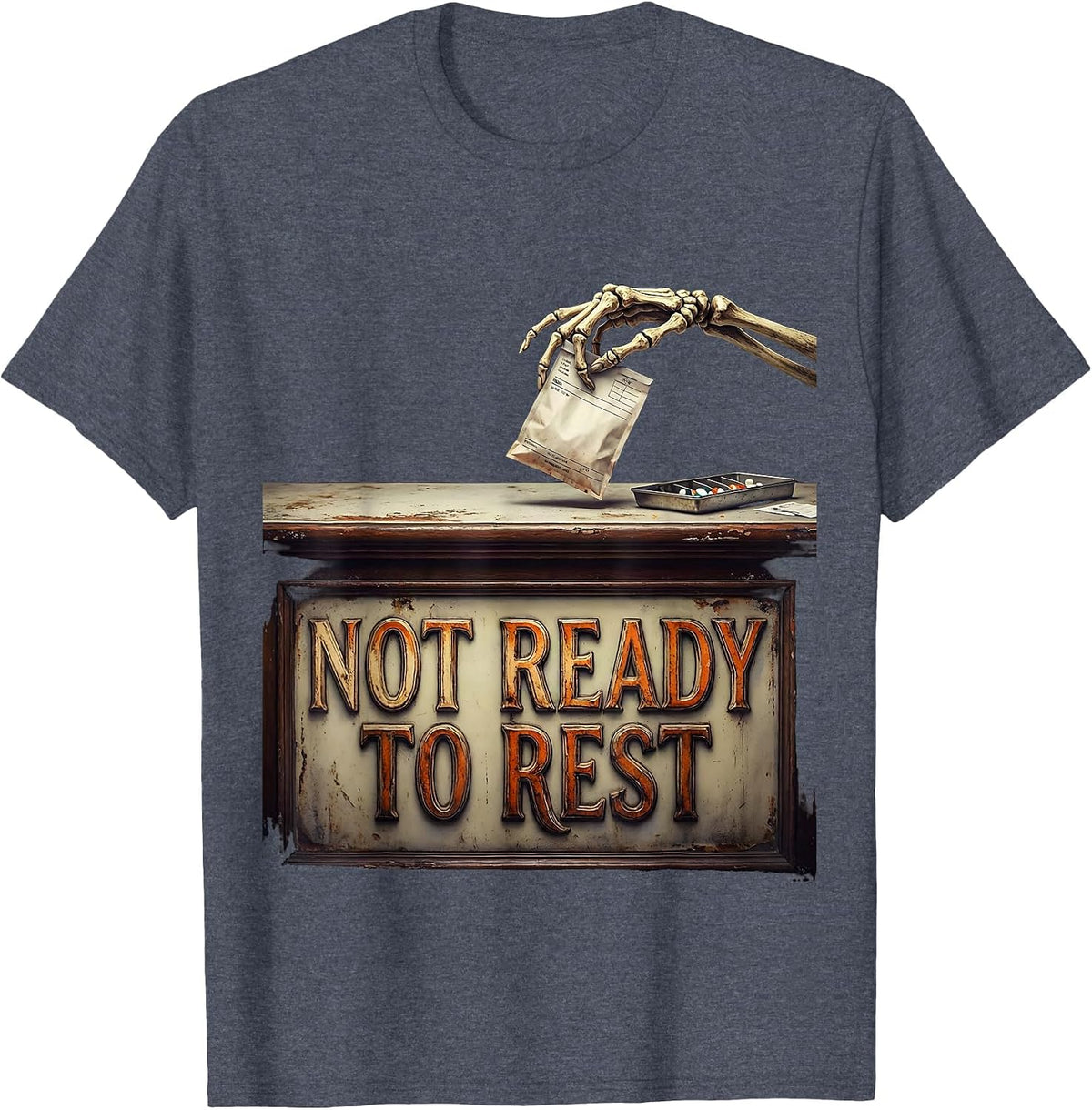 Not Ready To Rest Vintage Pharmacy Technician Halloween T-Shirt - Heather Blue