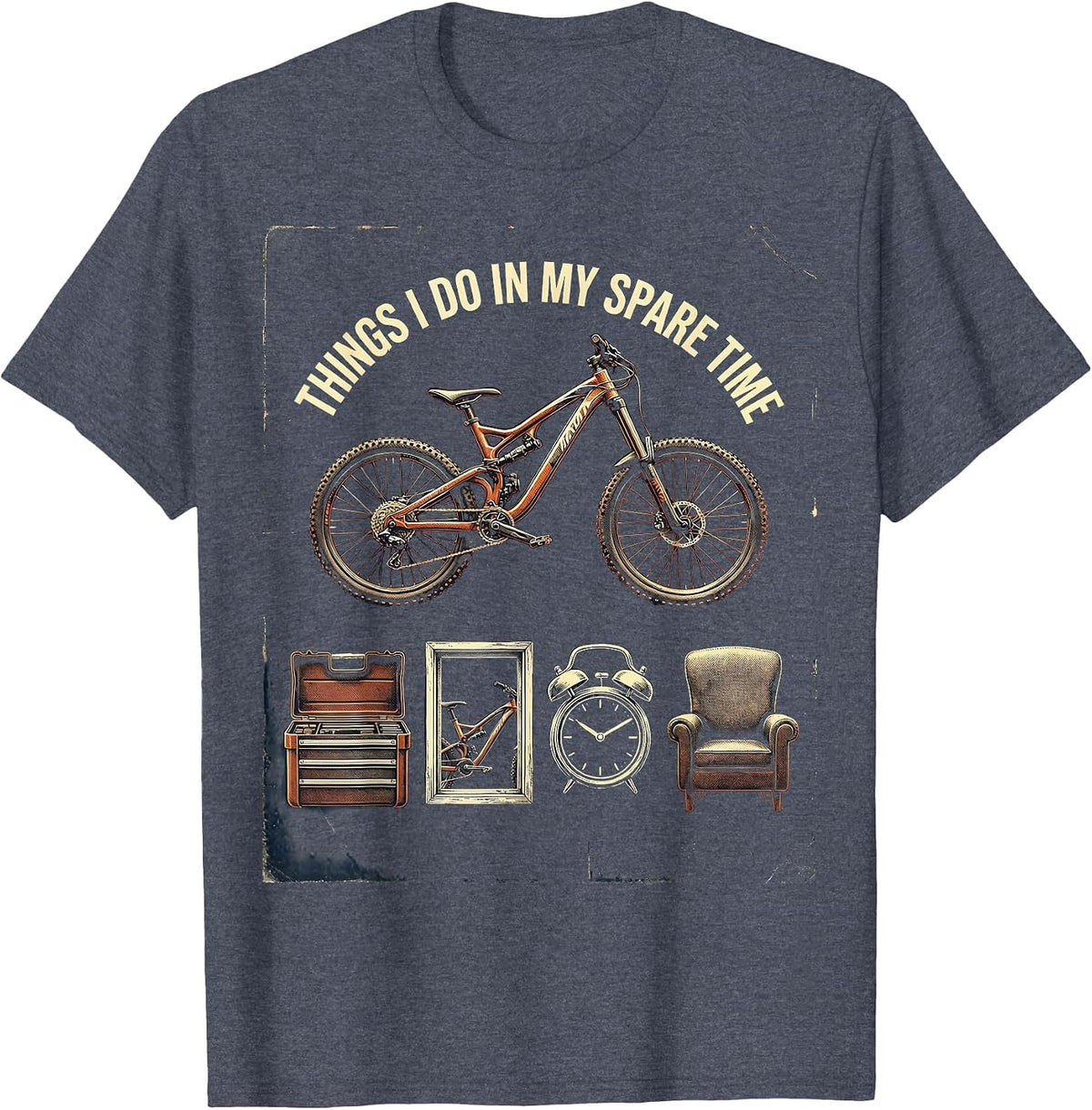 Things I Do In My Spare Time Vintage Mountain Bike Biker T-Shirt - Heather Blue