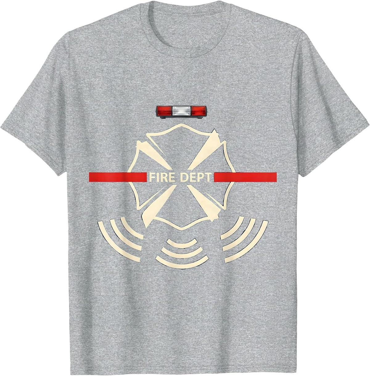Men's Fire Dept Minimalist Firefighter Badge Humor Occupation T-Shirt - Heather Grey