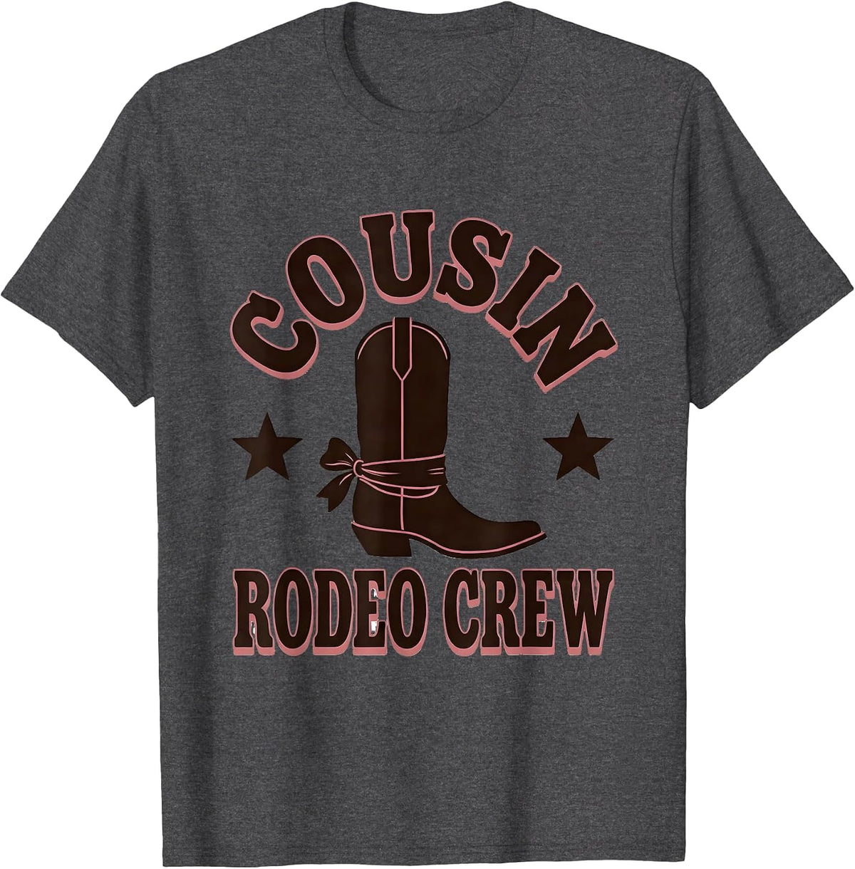 Cousin Rodeo Crew Bold Arched Typography Cowgirl Birthday T-Shirt - Dark Heather Grey