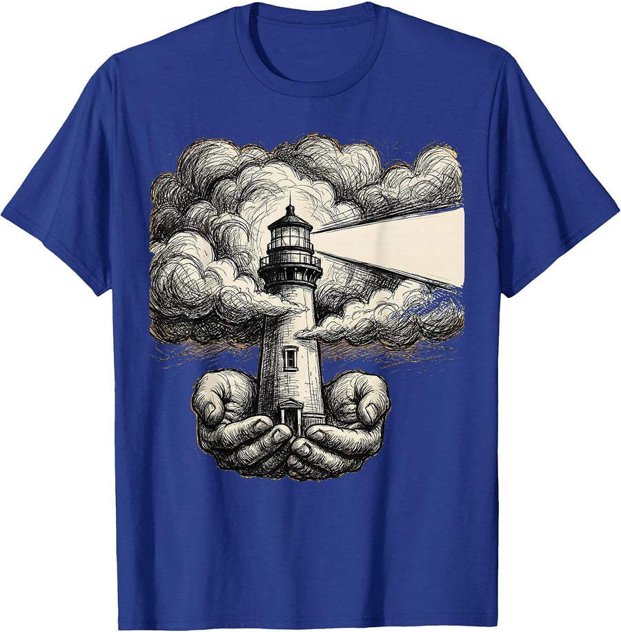 Social Worker Lighthouse Storm Graphic Tee T-Shirt - Royal Blue