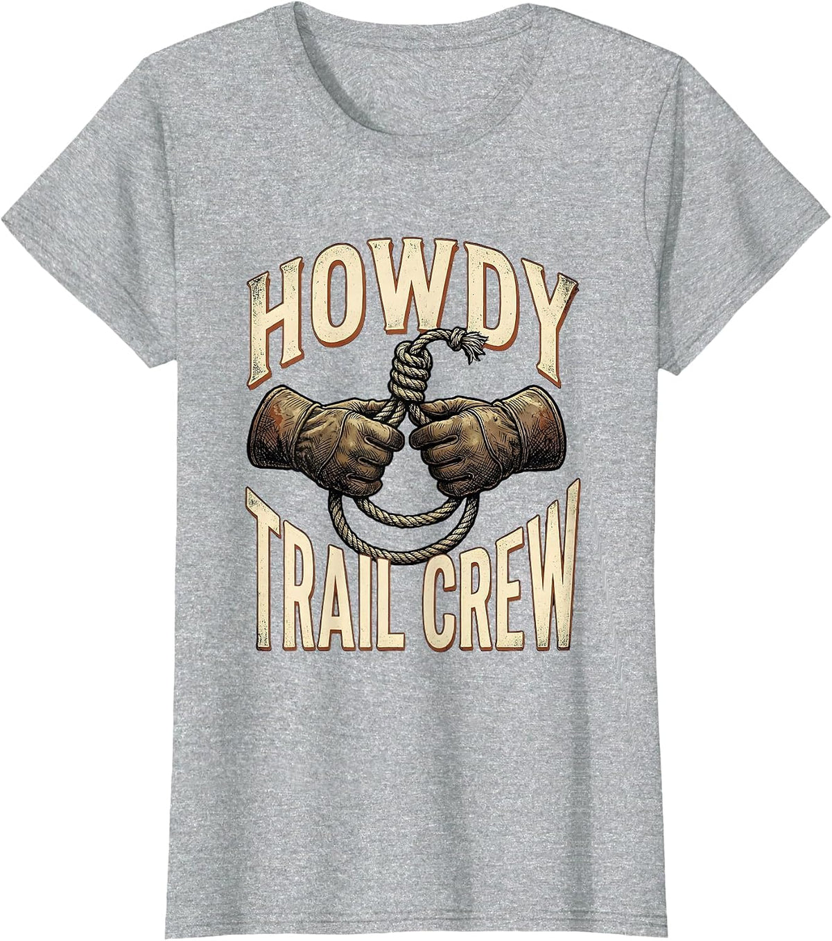 Howdy, Trail Crew Vintage Western Cowboy Cowgirl Rodeo Pride T-Shirt - Heather Grey
