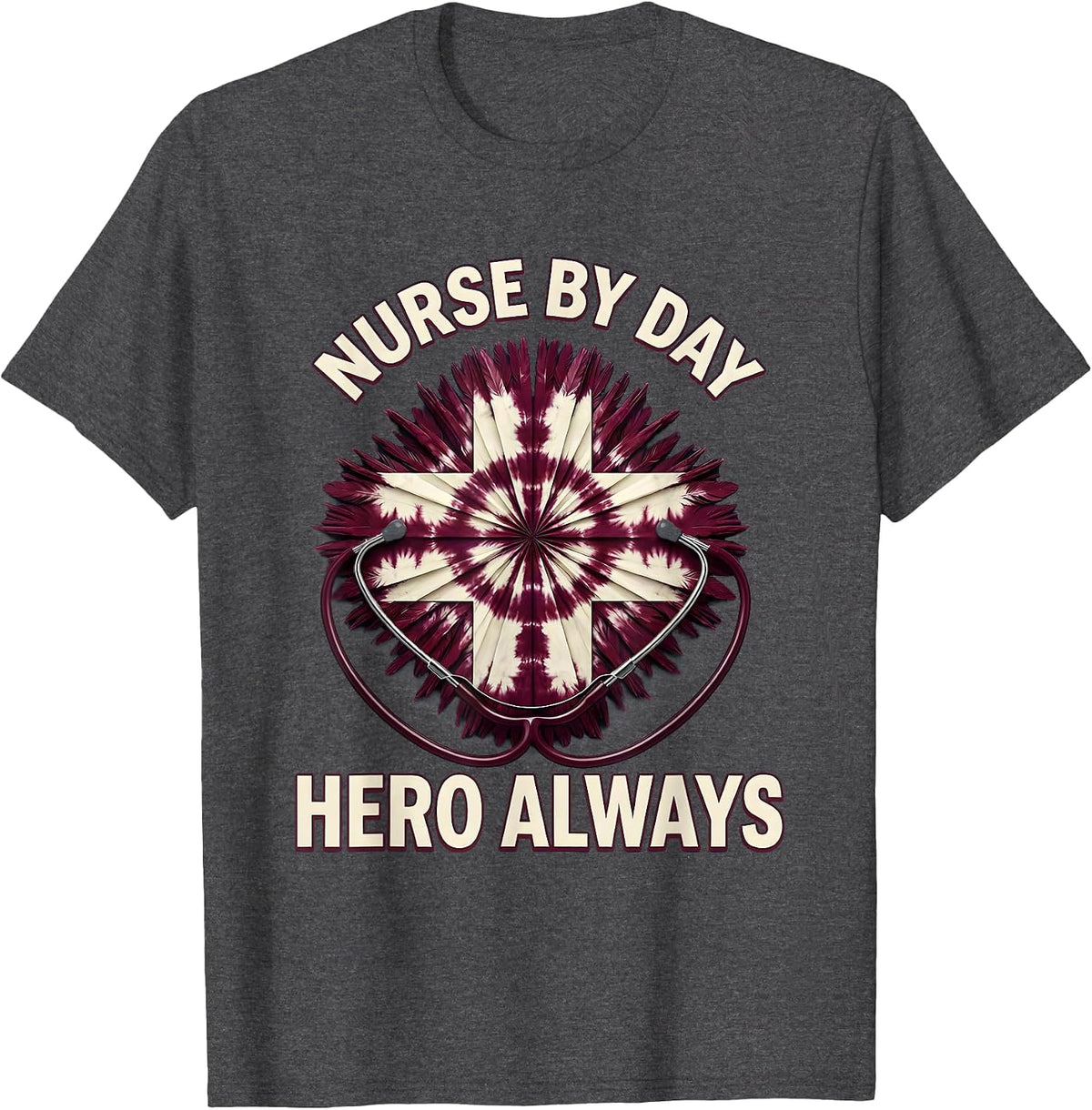 Men's Nurse By Day Hero Always Boo Boo Crew Design T-Shirt - Dark Heather Grey
