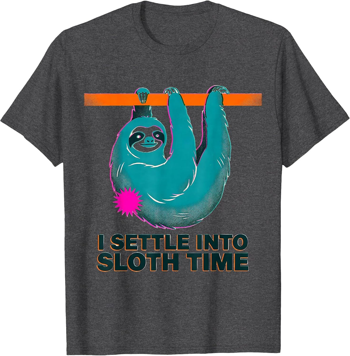 Men's I Settle Into Sloth Time Funny Sloth Lover Gift T-Shirt - Dark Heather Grey