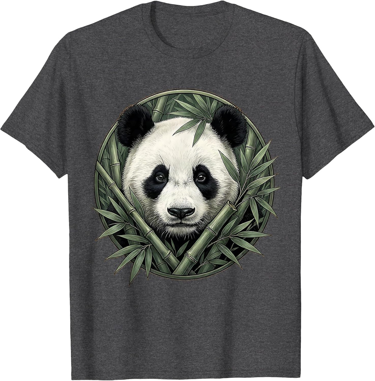 Panda Eyes Through the Bamboo Forest T-Shirt - Dark Heather Grey