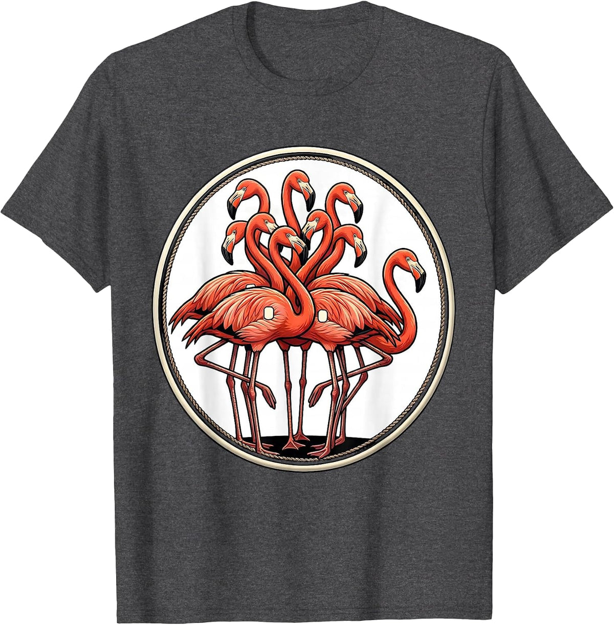 Sealed Flamingo Team Badge Sports Flamingo Lover Gift T-Shirt - Dark Heather Grey