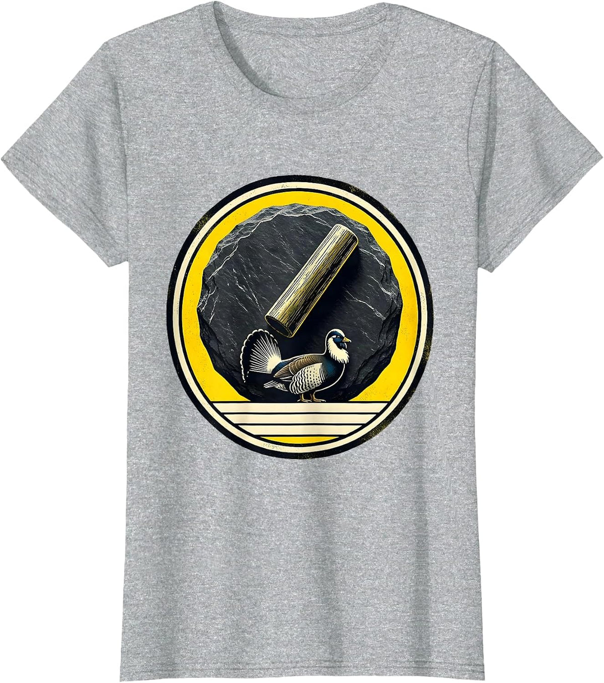 Sealed Turkey Call Hunting Badge Stencil Graphic Gift T-Shirt - Heather Grey