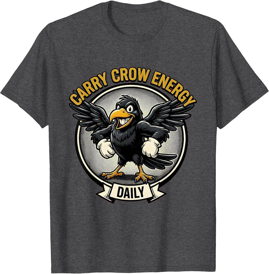 Men's Carry Crow Energy Daily Crow Lover Design T-Shirt - Dark Heather Grey