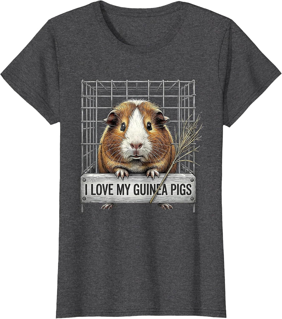 Women's I Love My Guinea Pigs Funny Guinea Pig Lover Pet Humor T-Shirt - Dark Heather Grey