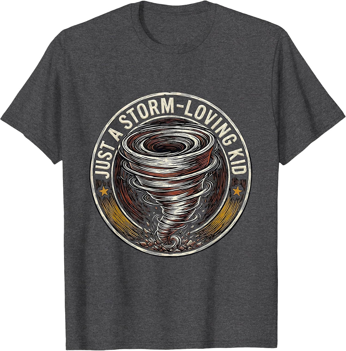 Men's Just A Storm-Loving Kid Funny Tornado Storm Chaser T-Shirt - Dark Heather Grey
