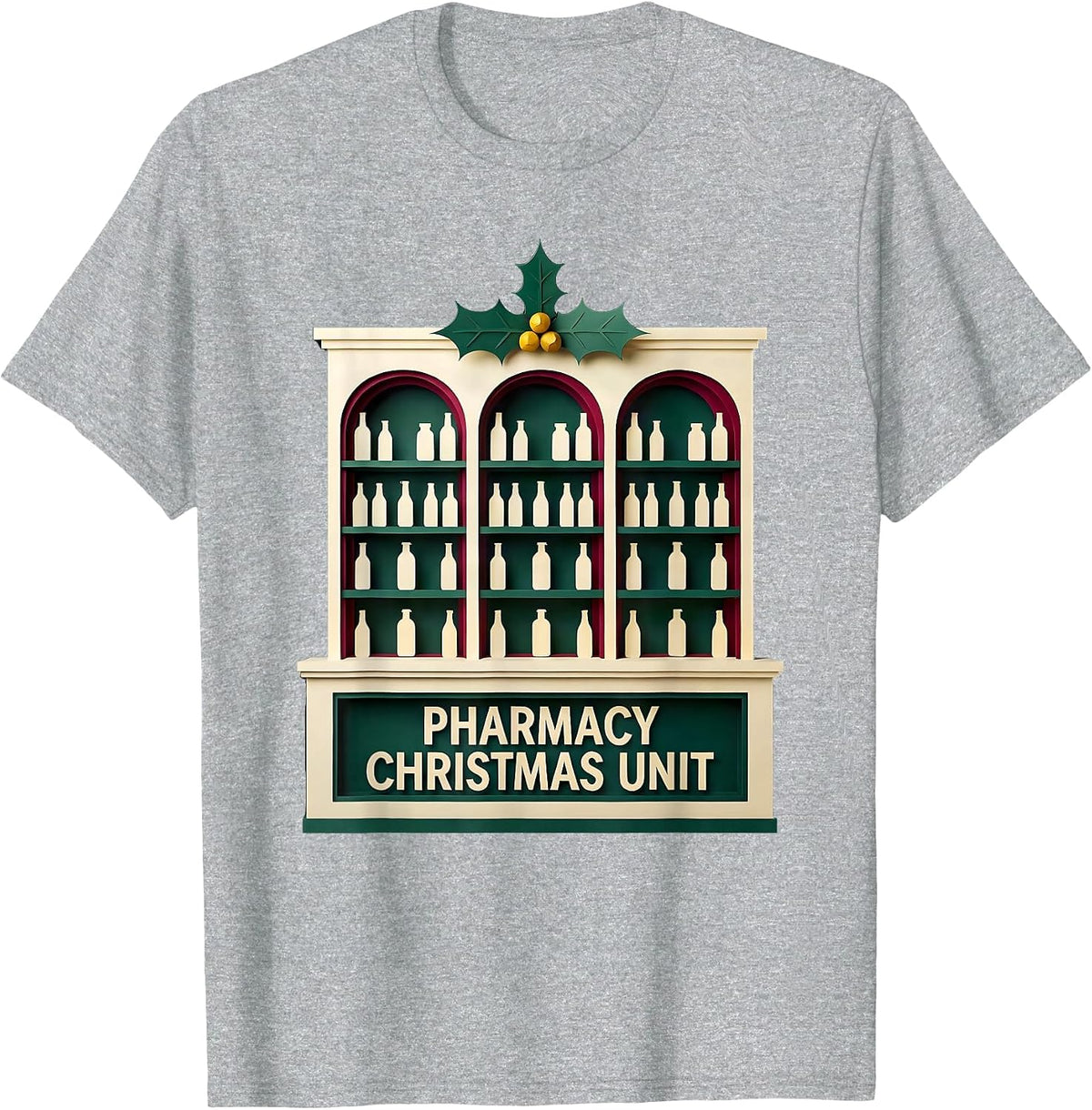 Men's Pharmacy Christmas Unit Funny Pharmacy Tech Squad Holiday T-Shirt - Heather Grey