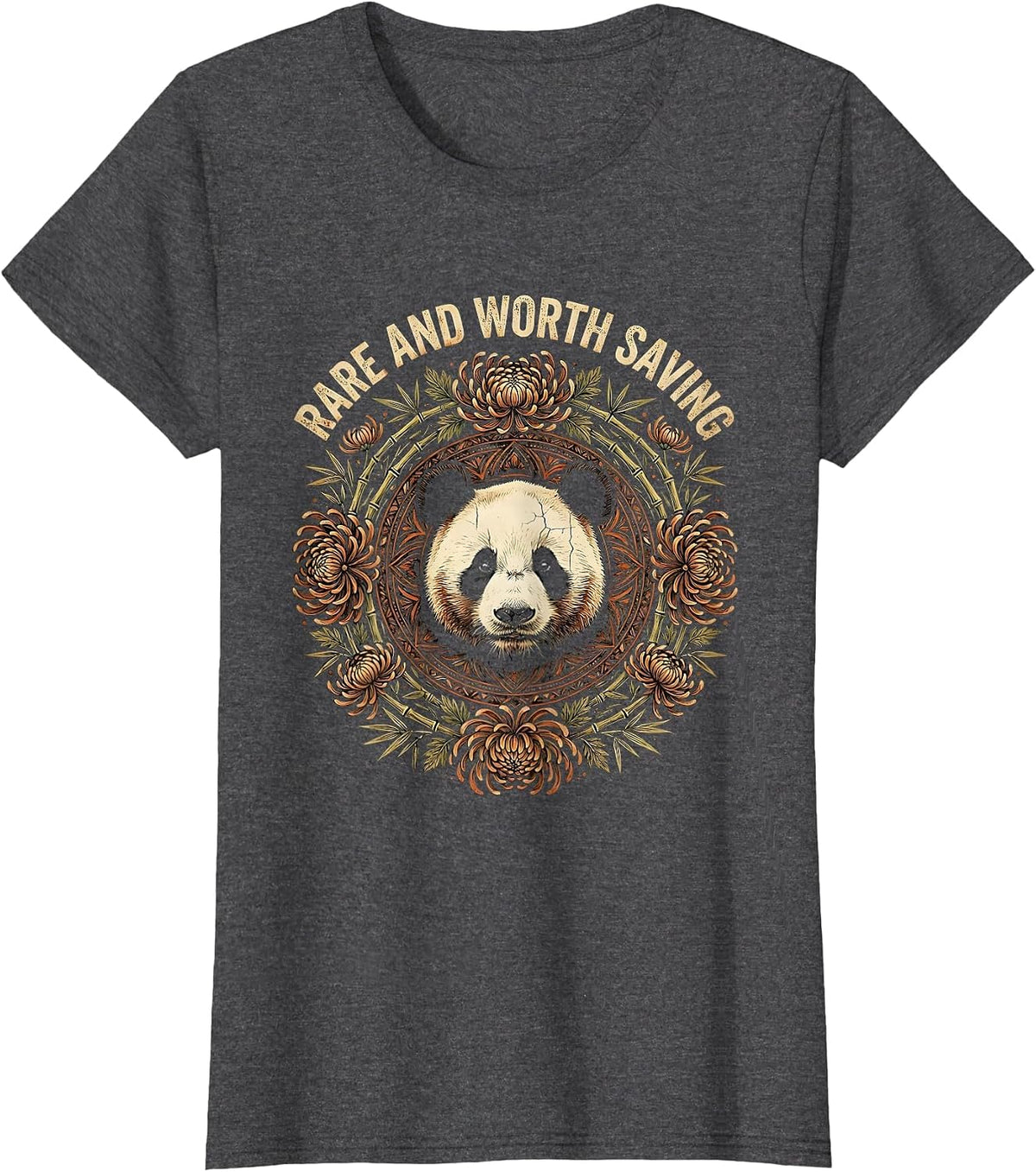 Women's Rare and Worth Saving Panda Conservation Design T-Shirt - Dark Heather Grey