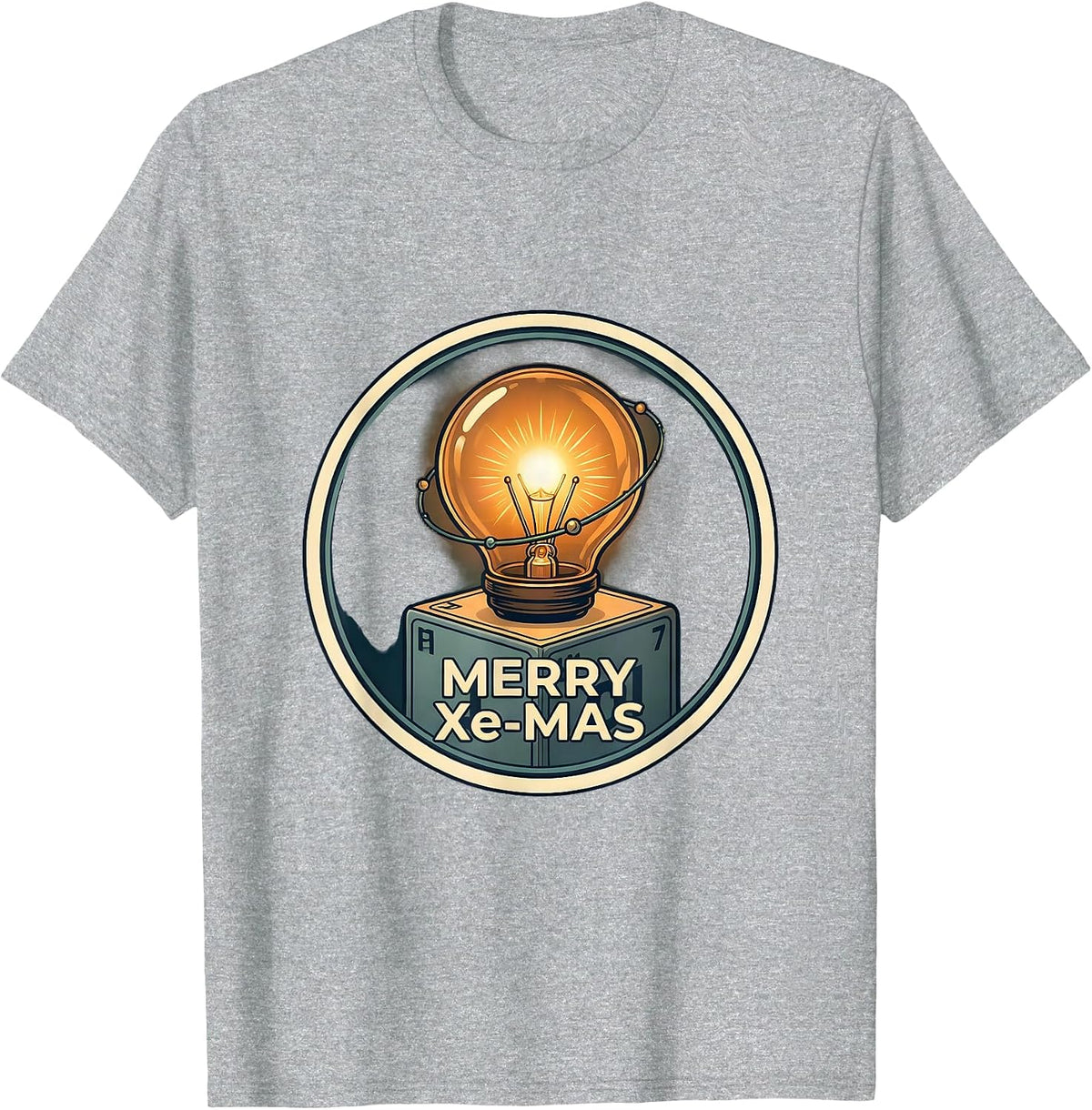 Men's Merry Xe-mas Funny Periodic Table Chemistry Nerd Humor T-Shirt - Heather Grey