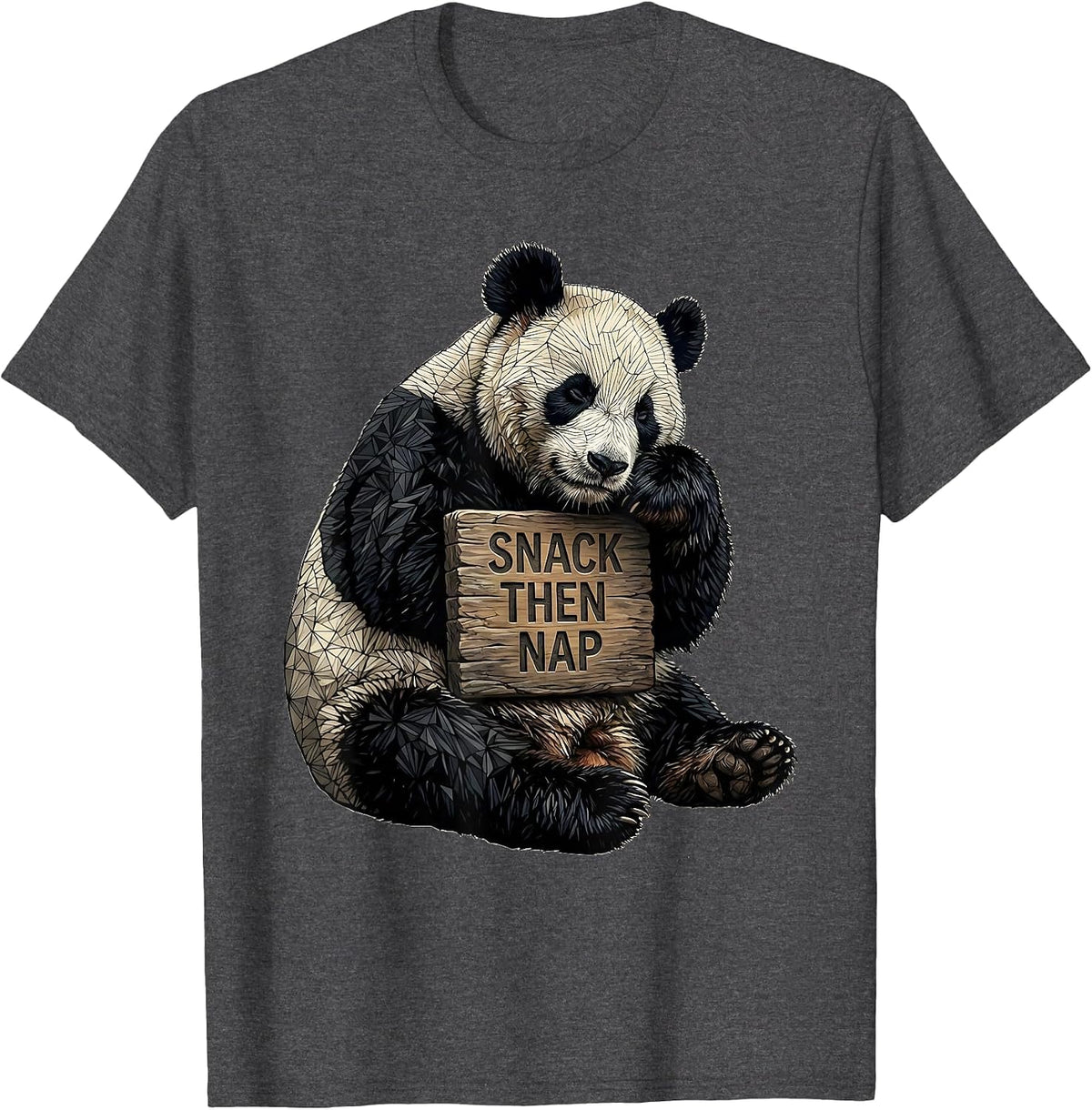 Snack Then Nap Funny Panda Lover Animal Humor T-Shirt - Dark Heather Grey