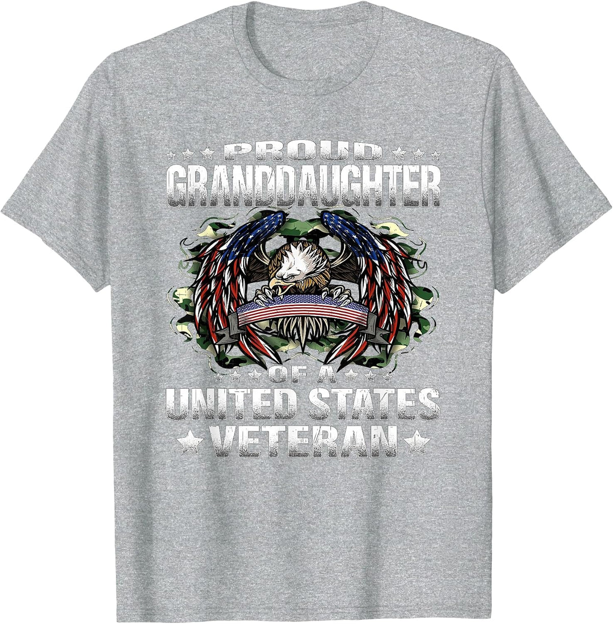 Proud Granddaughter of A United States Veteran Vet's Family T-Shirt - Heather Grey