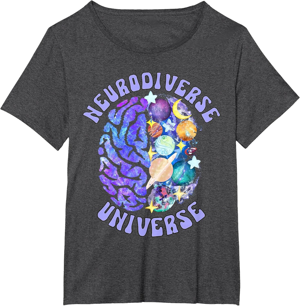 Neurodiverse Universe Neurodiversity Brain ADHD Awareness T-Shirt - Dark Heather Grey