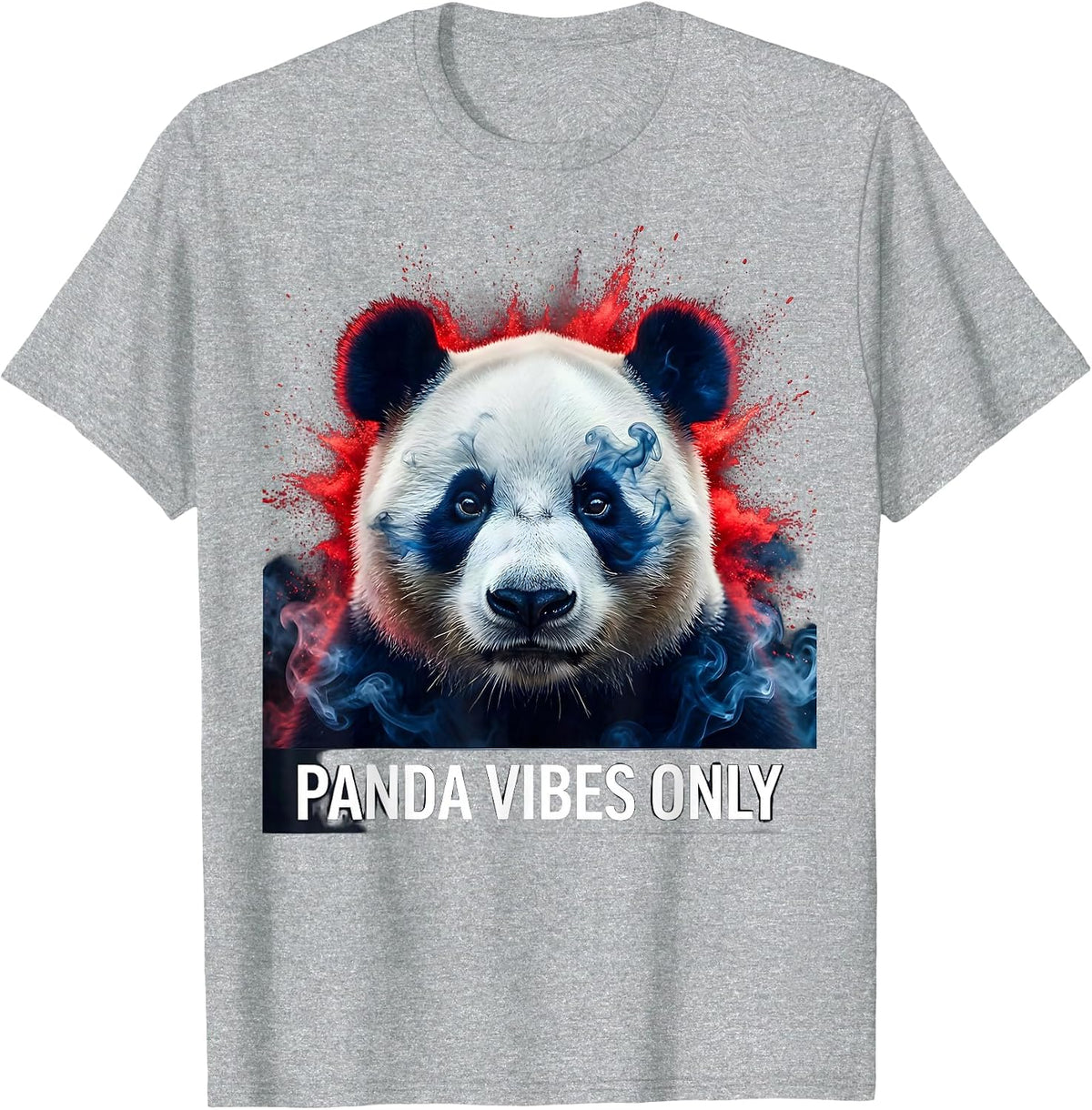 Men's Panda Vibes Only Chill Panda Design T-Shirt - Heather Grey