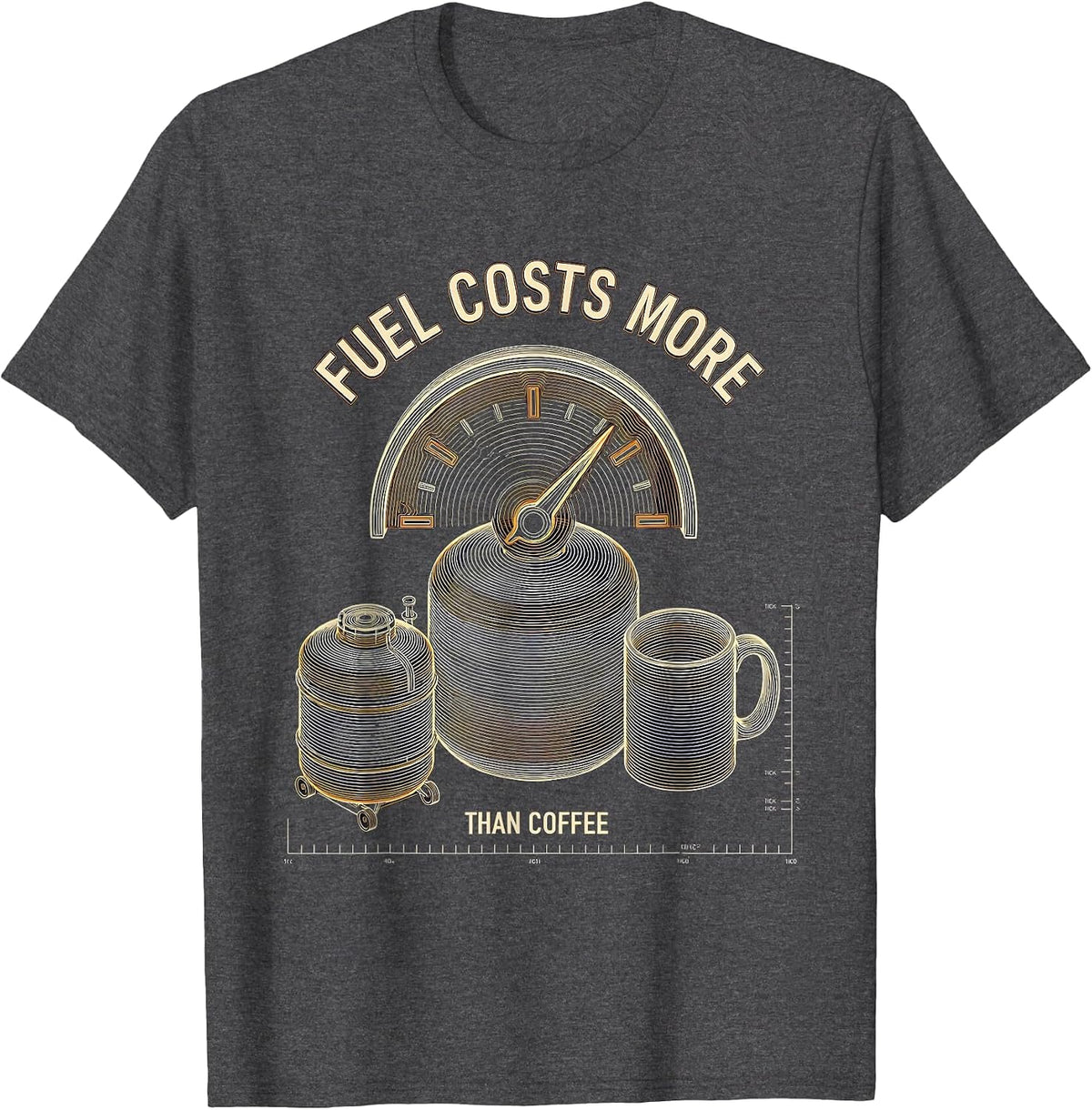 Men's Fuel Costs More Than Coffee Funny Diesel Trucker Pickup T-Shirt - Dark Heather Grey