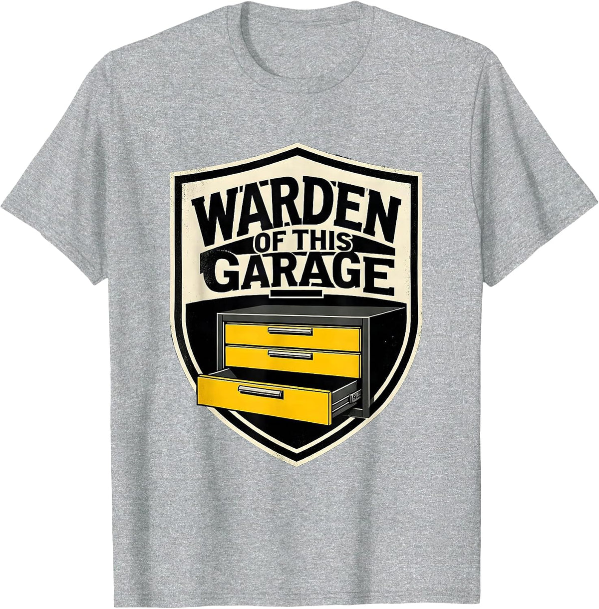 Men's Warden Of This Garage Stencil Graphic Mechanic Dad Deadpan T-Shirt - Heather Grey