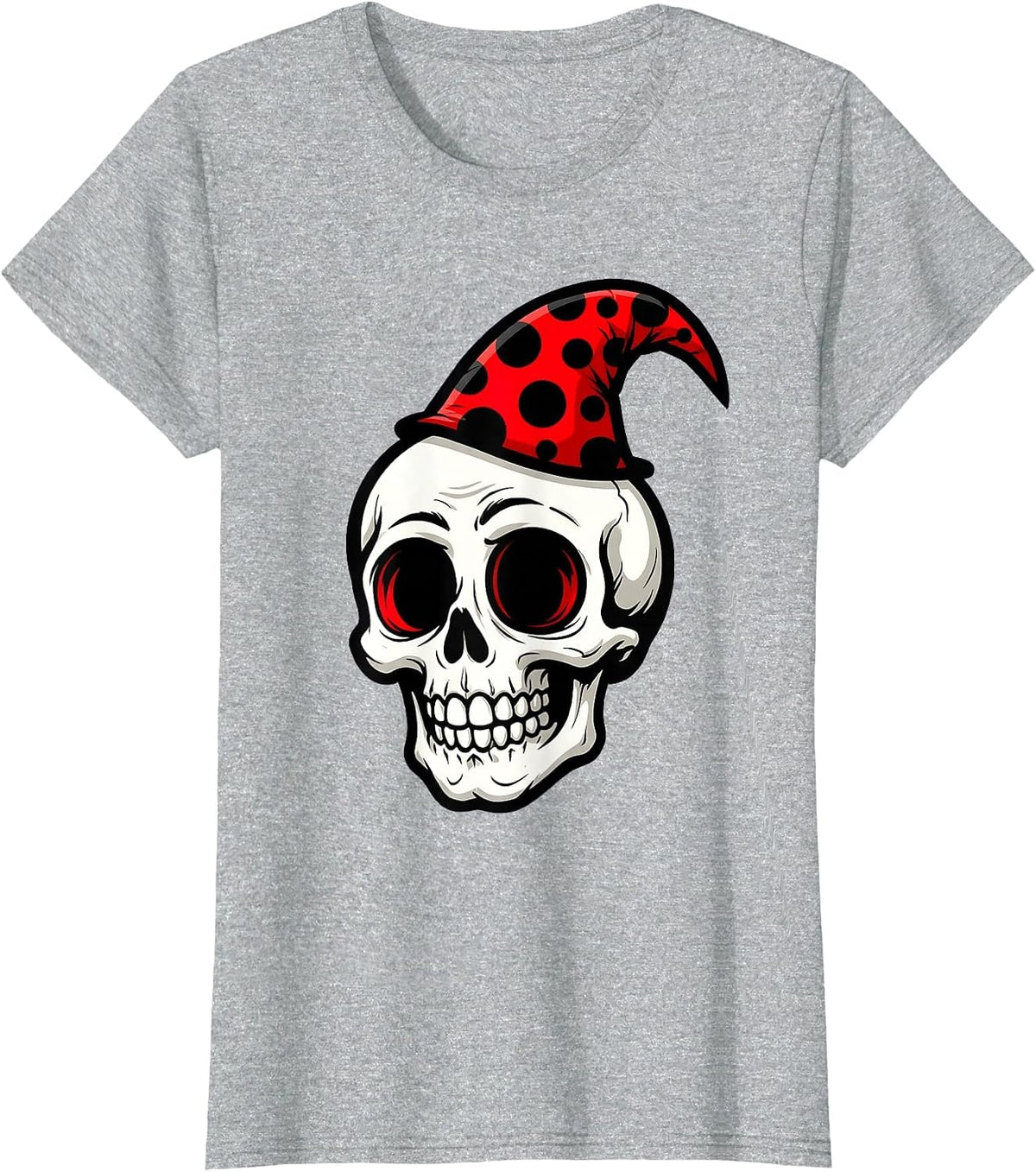 Skull in a Dunce Cap Illustration T-Shirt - Heather Grey