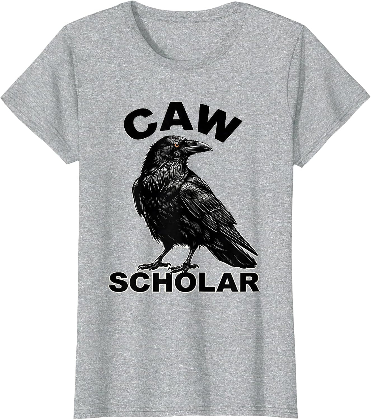 Women's Caw Scholar Scratchboard Gothic Crow Art Bird Lover T-Shirt - Heather Grey