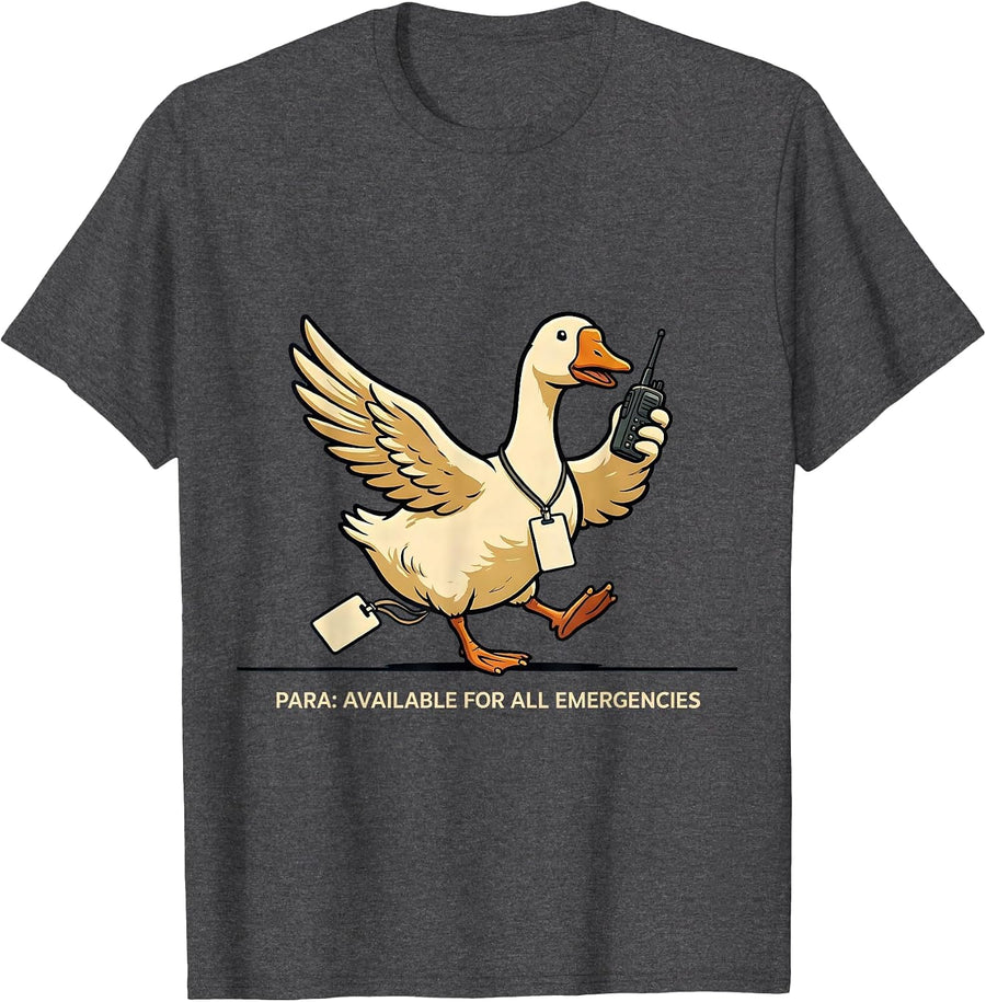 Men's Para Available For All Emergencies Funny Paraprofessional T-Shirt - Dark Heather Grey