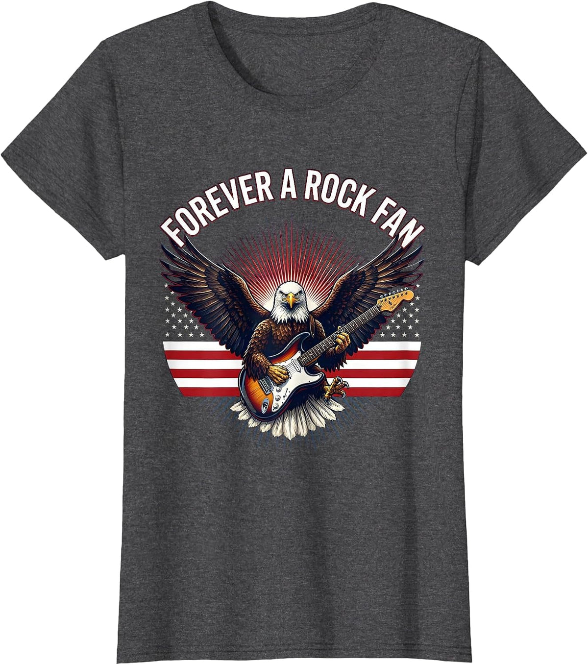 Women's Forever a Rock Fan Bold Music Lover Design T-Shirt - Dark Heather Grey
