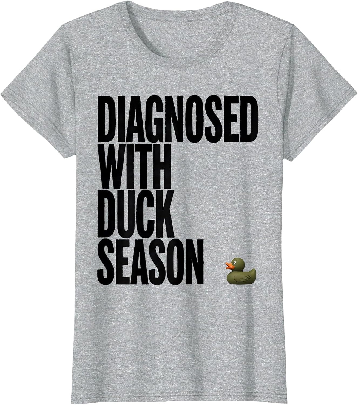 Women's Diagnosed With Duck Season Rustic Hunting Dog Waterfowl T-Shirt - Heather Grey