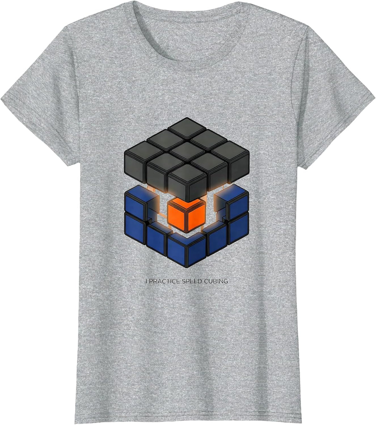 I Practice Speed Cubing Funny Speed Cubing Puzzle Lover T-Shirt - Heather Grey
