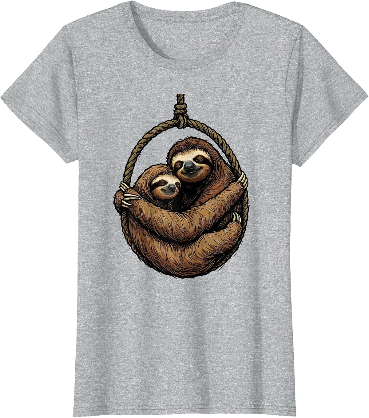 Nested Sloths Funny Sloth Lover Humor Gift T-Shirt - Heather Grey
